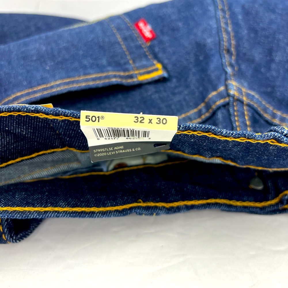 LEVI'S 501 ORIGINAL JEANS 32X30, REGULAR STRAIGHT FIT, STRECH EXTENSIBLE, NAVY - Picture 13 of 16
